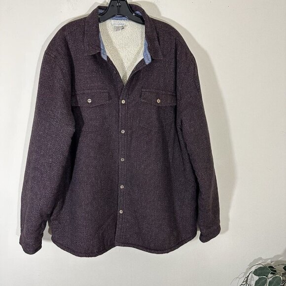 Carbon 2 Cobalt Other - Carbon 2 Cobalt Men XL Sherpa Fleece Lined Jacket Button Front Deep Wine